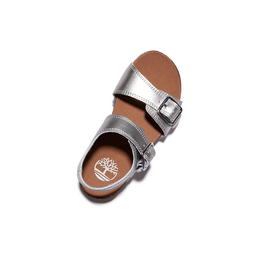 Kids' Timberland Castle Island Backstrap Junior Sandals Silver | FYL-234790