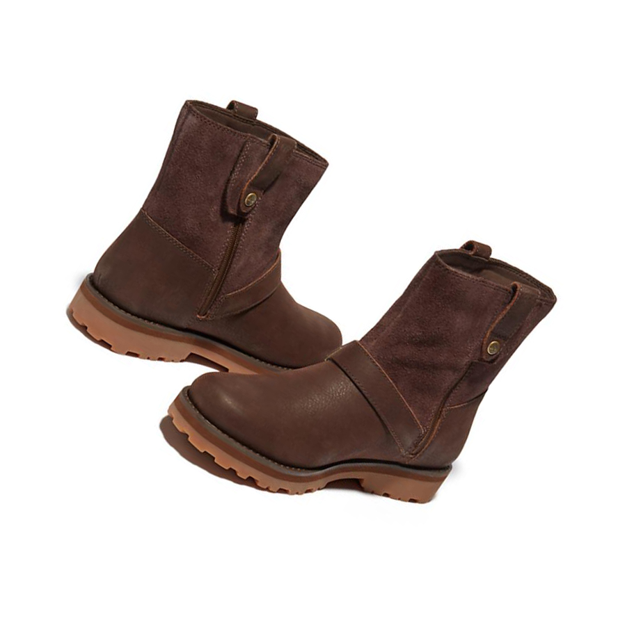 Kids' Timberland Courma Kid Side-zip Winter Junior Hiking Boots Dark Brown | COA-459036