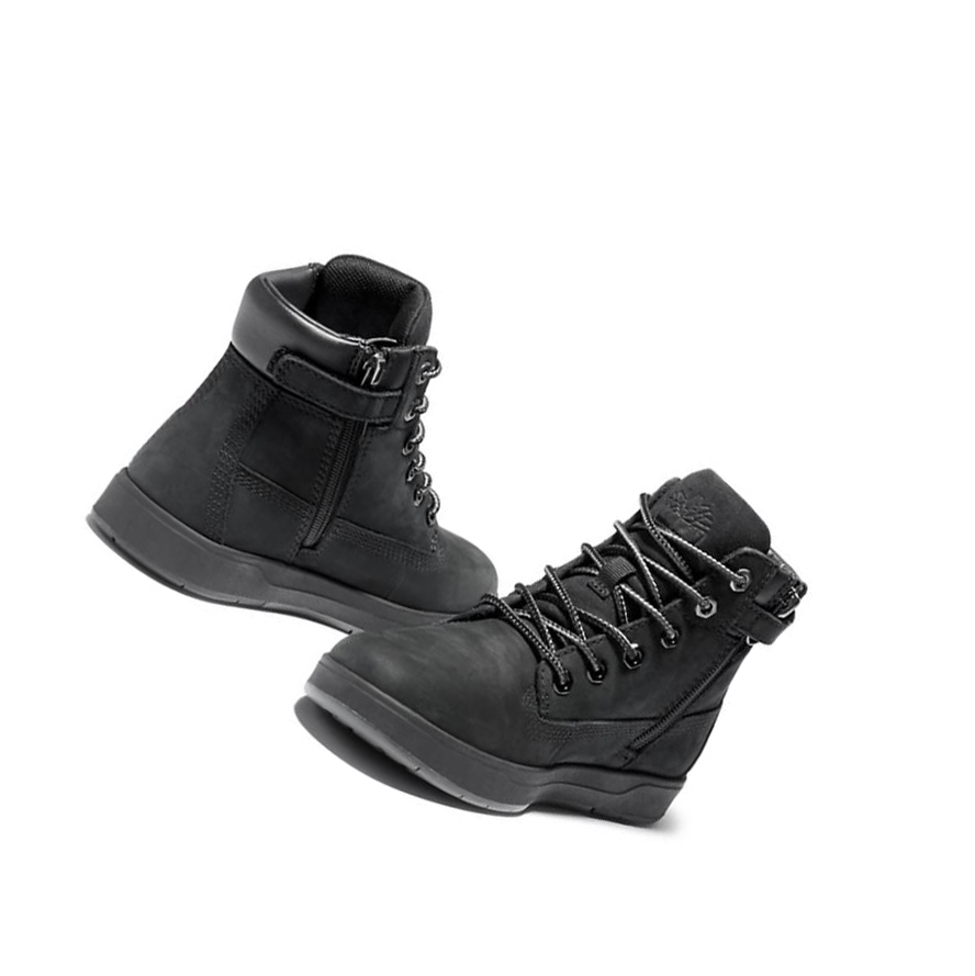 Kids' Timberland Davis Square Junior Original 6-inch Boots Black | HGQ-815074