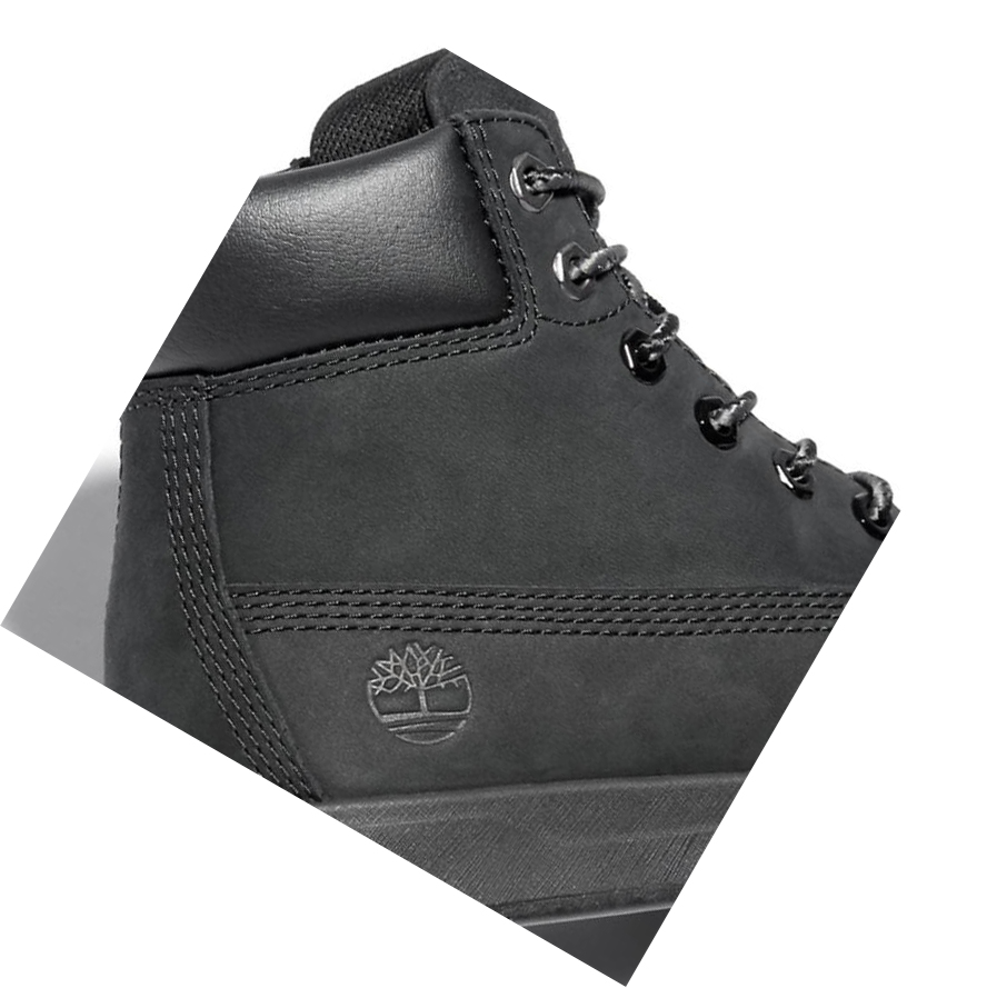 Kids' Timberland Davis Square Side-zip Youth Original 6-inch Boots Black | OHB-140385