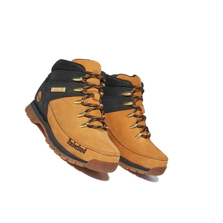 Kids' Timberland Euro Sprint Mid Hiker Youth Hiking Boots Yellow Black | EMR-167243