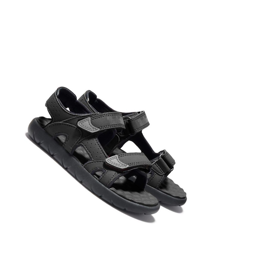 Kids' Timberland Perkins Row Junior Sandals Black | BKD-092354