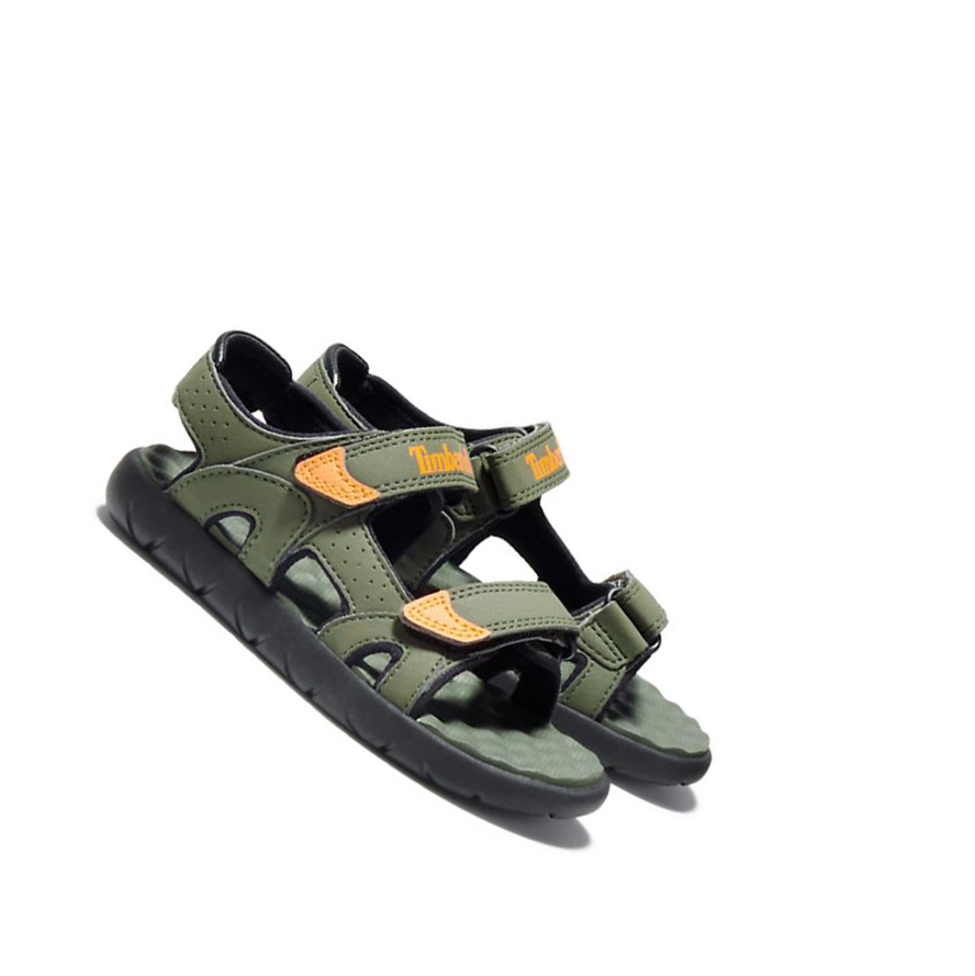 Kids' Timberland Perkins Row Junior Sandals Green Orange | SGC-567023