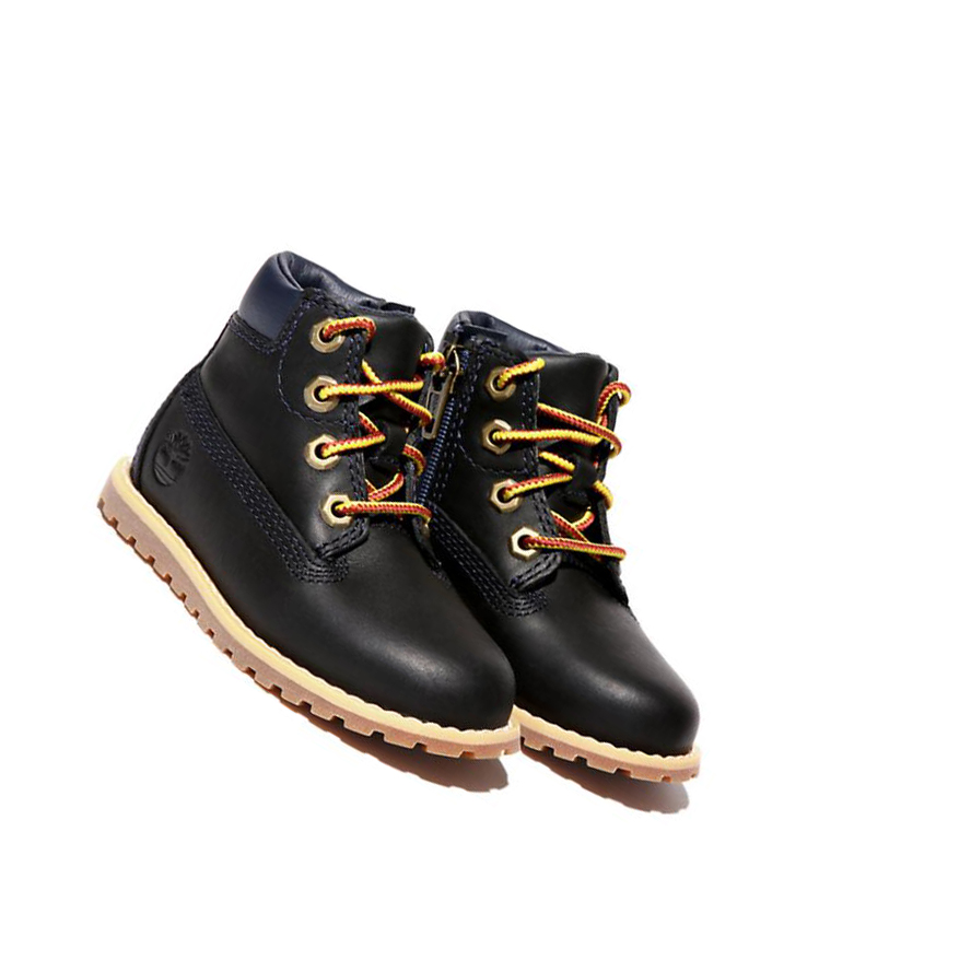 Kids' Timberland Pokey Pine Side-Zip Toddler Original 6-inch Boots Navy | IJU-086574