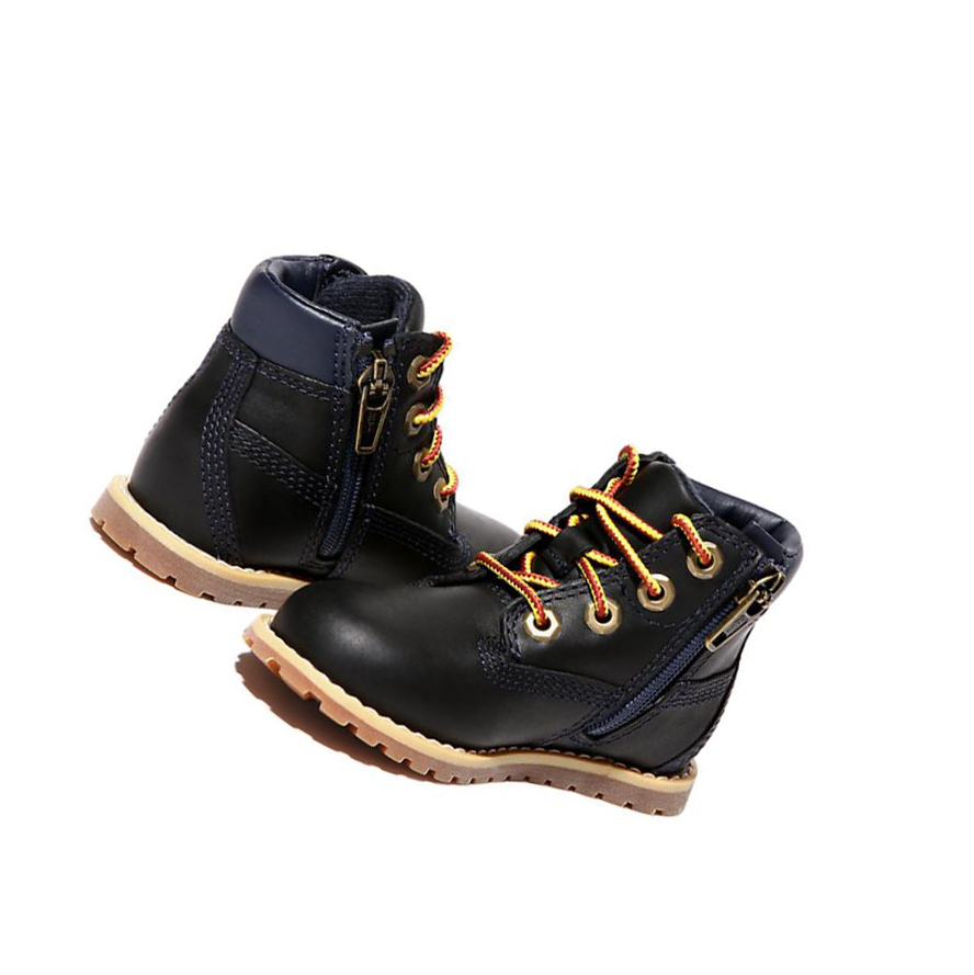 Kids' Timberland Pokey Pine Side-Zip Toddler Original 6-inch Boots Navy | IJU-086574