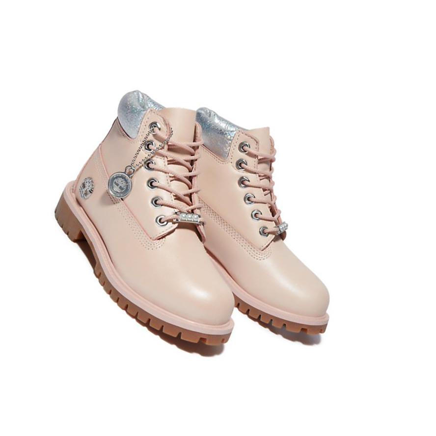 Kids' Timberland Premium Waterproofs Junior Original 6-inch Boots Pink | DKJ-065381