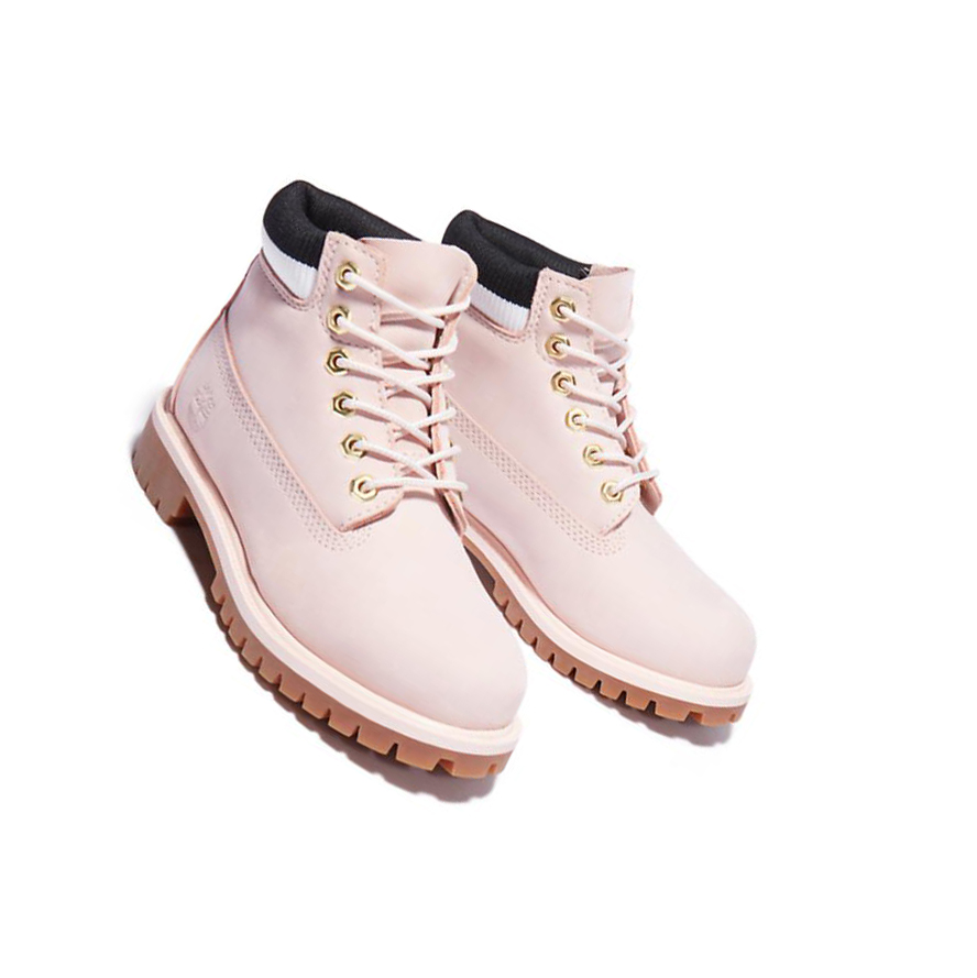 Kids' Timberland Premium Waterproofs Junior Original 6-inch Boots Light Pink | MUJ-209857