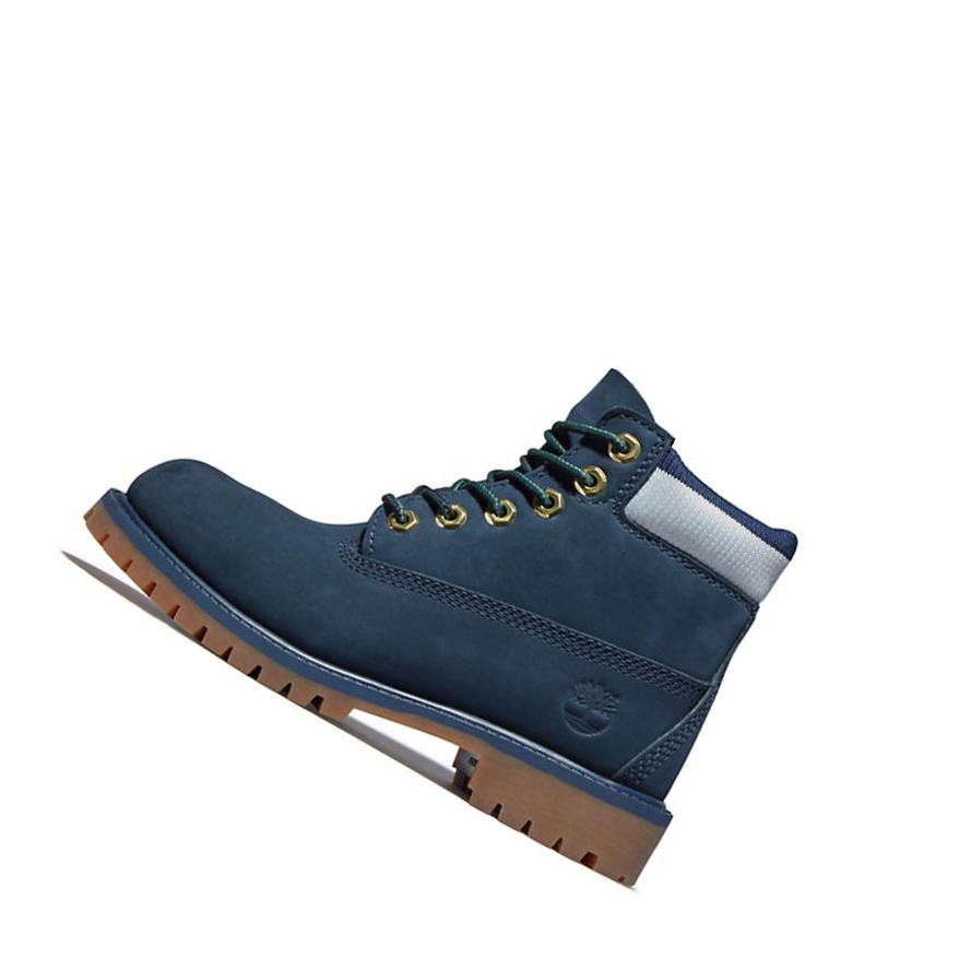 Kids' Timberland Premium Waterproofs Junior Original 6-inch Boots Navy | PIV-637801