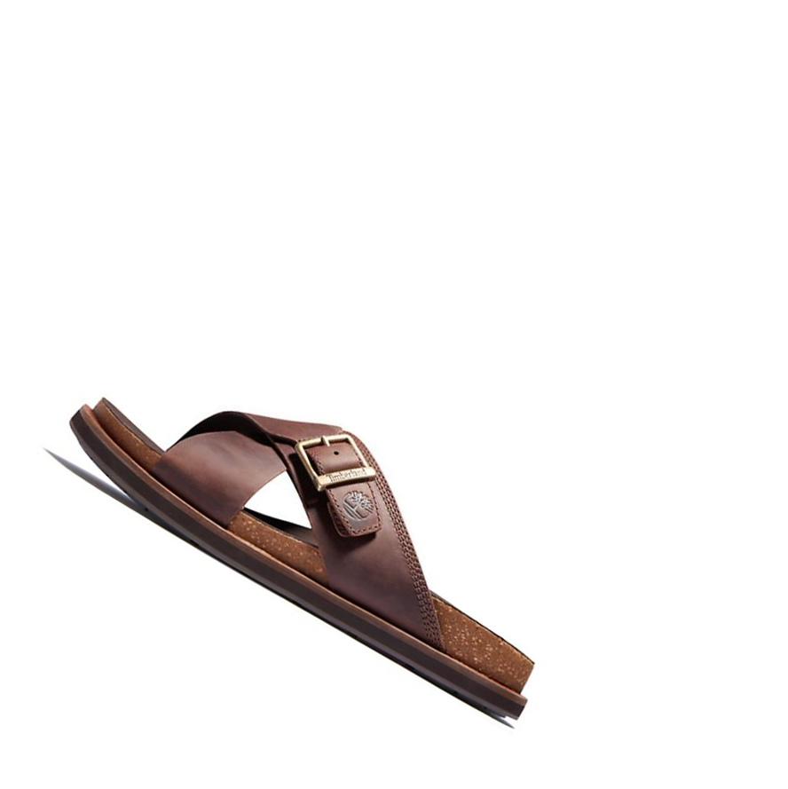 Men's Timberland Amalfi Vibes Cross Slide Sandals Brown | UQS-058712