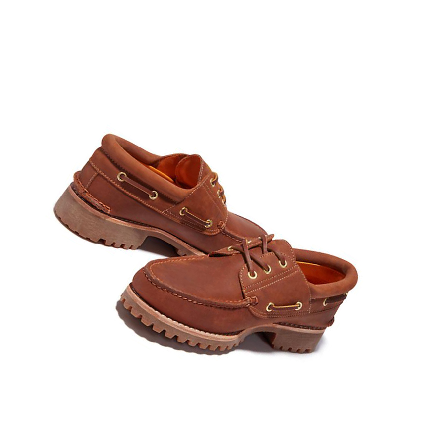 Men's Timberland Authentic 3-Eye Boat Shoes Light Brown | JSX-278649