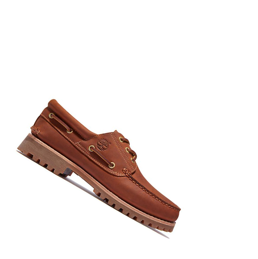 Men\'s Timberland Authentic 3-Eye Boat Shoes Light Brown | JSX-278649