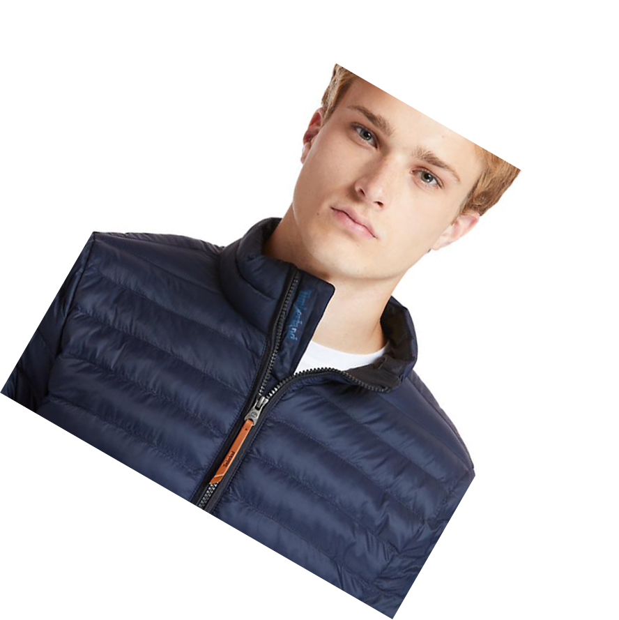 Men's Timberland Axis Peak Packaway Quilted-Hybrid Jackets Navy | VQL-892503