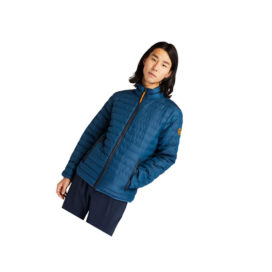 Men\'s Timberland Axis Peak Waterproof Quilted-Hybrid Jackets Blue | NDY-415039