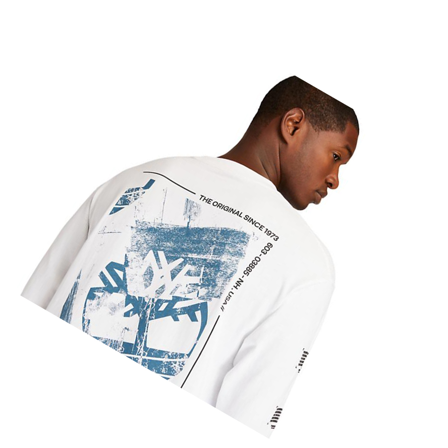 Men's Timberland Back-Graphic LS T Shirts White | INF-153947