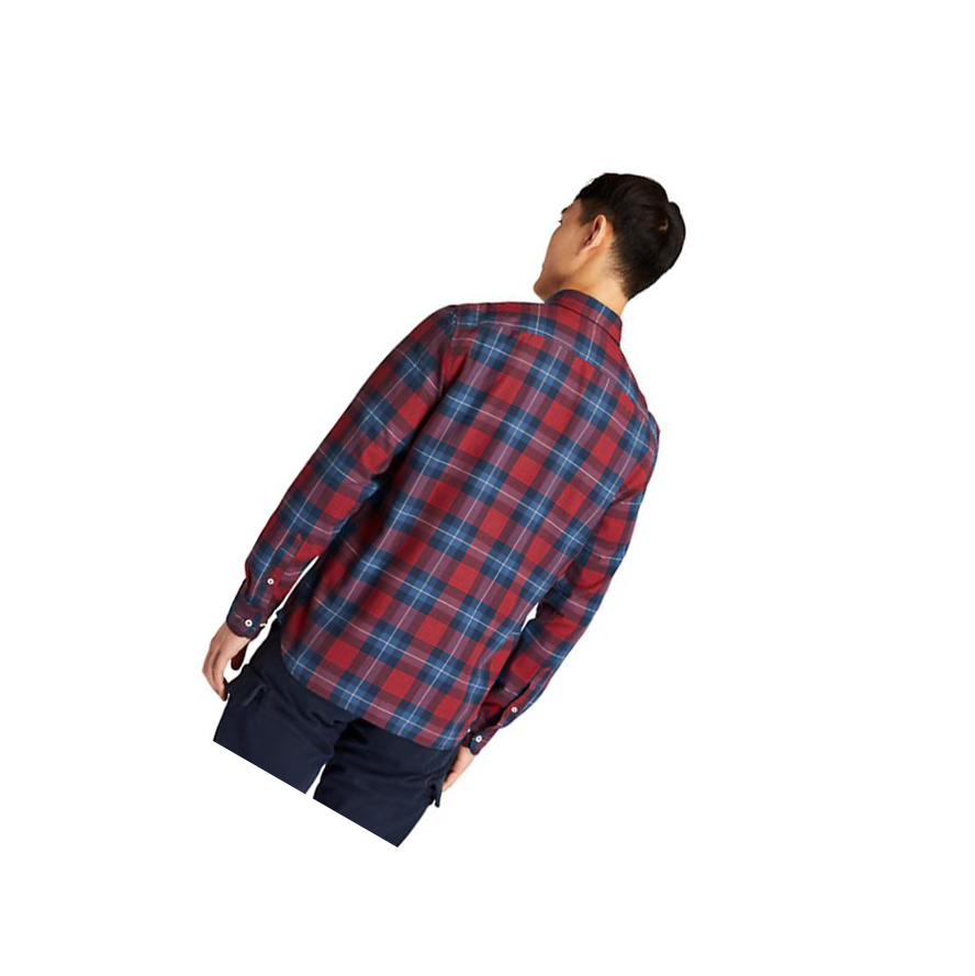 Men's Timberland Back River Herringbone Shirts Red | YZM-509631