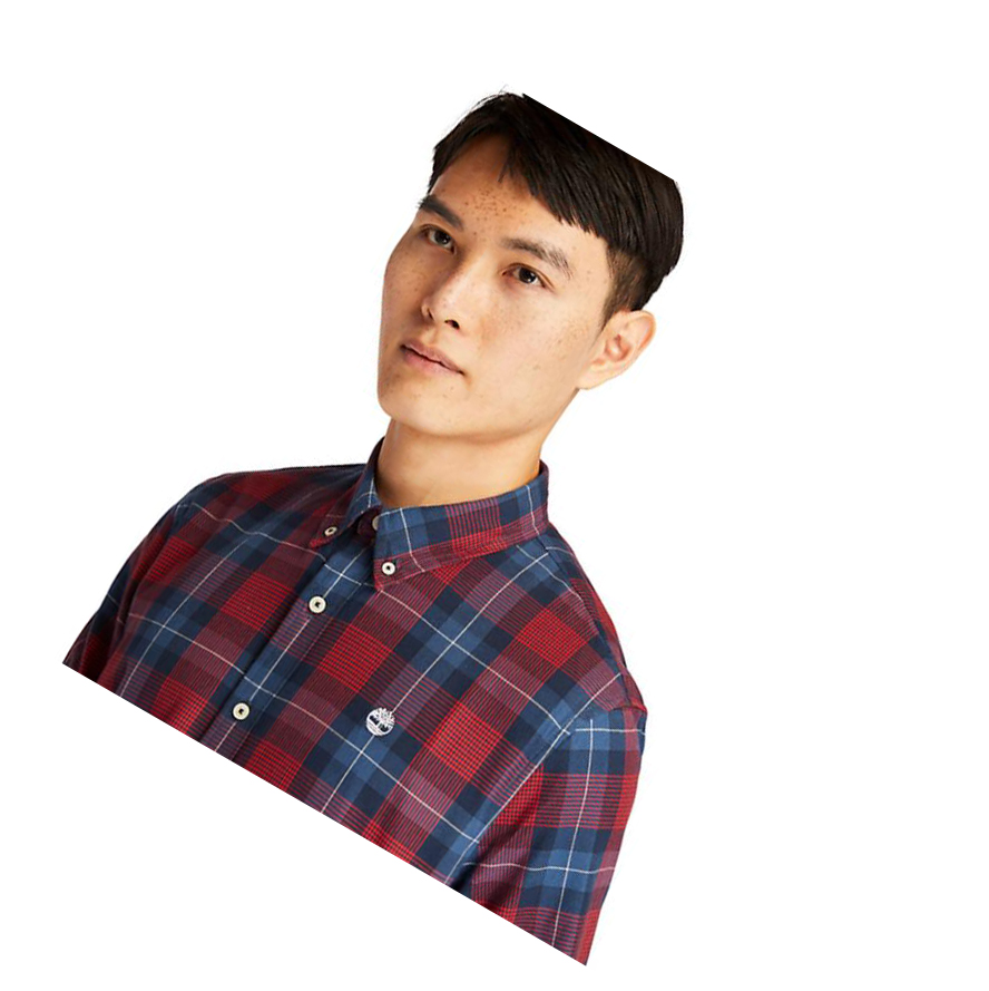 Men's Timberland Back River Herringbone Shirts Red | YZM-509631