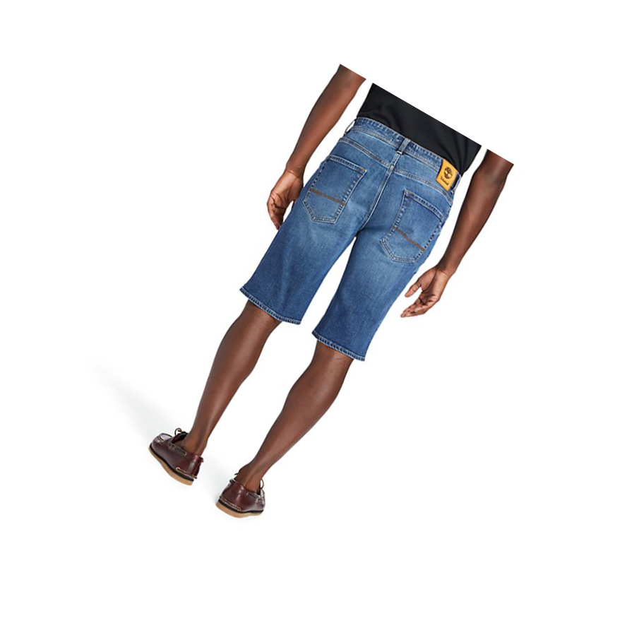 Men's Timberland Canobie Lake Denim Shorts Indigo | QSZ-412587