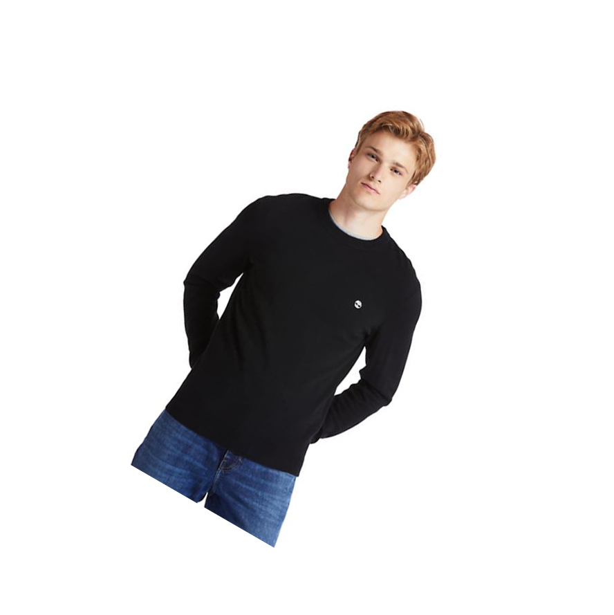 Men\'s Timberland Cohas Brook Crewneck Sweater Black | JQV-645029