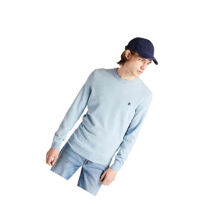 Men\'s Timberland Cohas Brook Crewneck Sweater Light Blue | QAC-362701