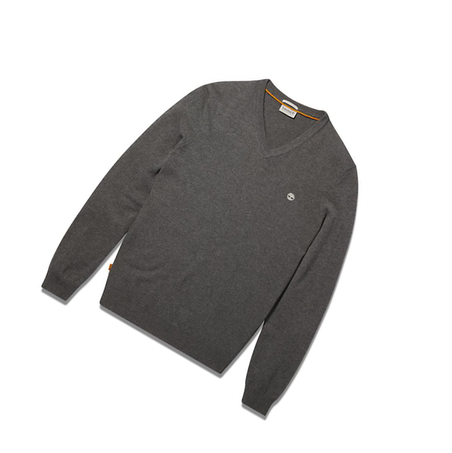 Men's Timberland Cohas Brook V-Neck Sweater Dark Grey | MJD-769021