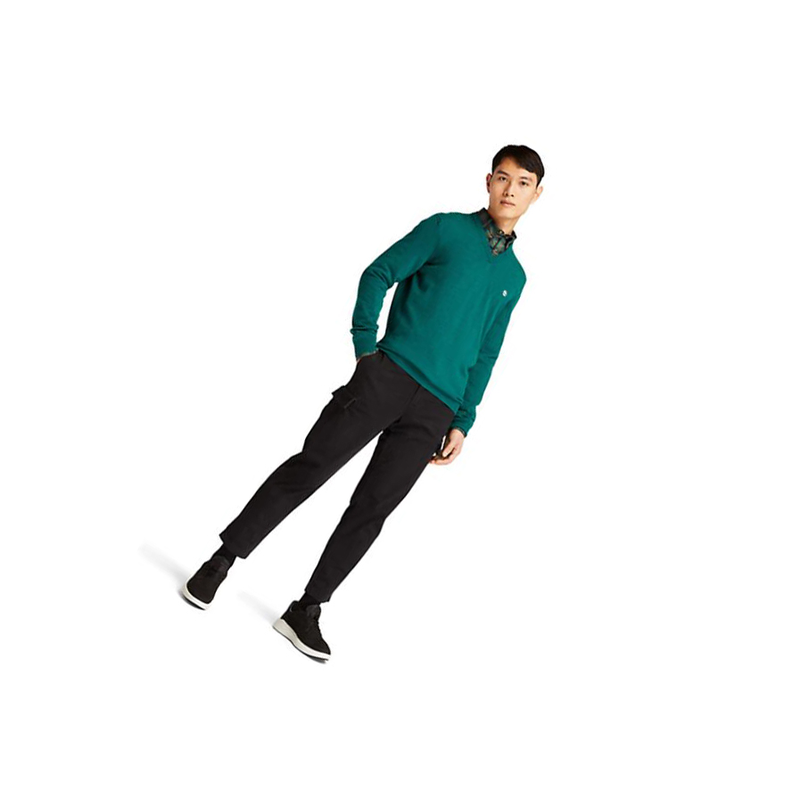 Men's Timberland Cohas Brook V-Neck Sweater Green | QWY-163580