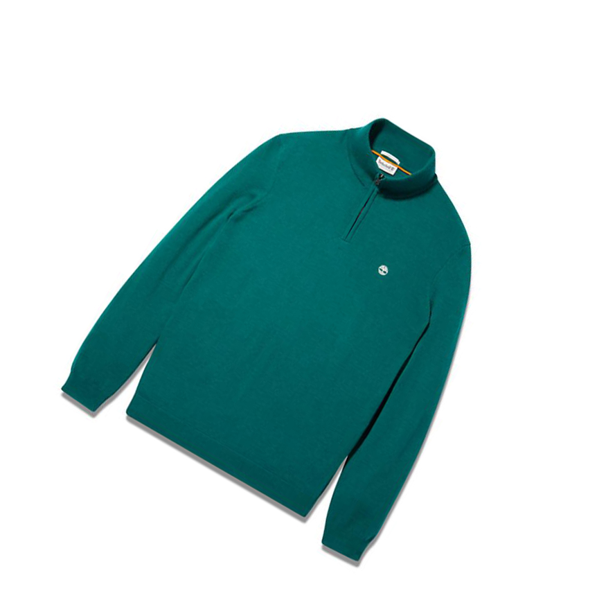 Men's Timberland Cohas Brook Zip-neck Sweater Green | BRF-869237