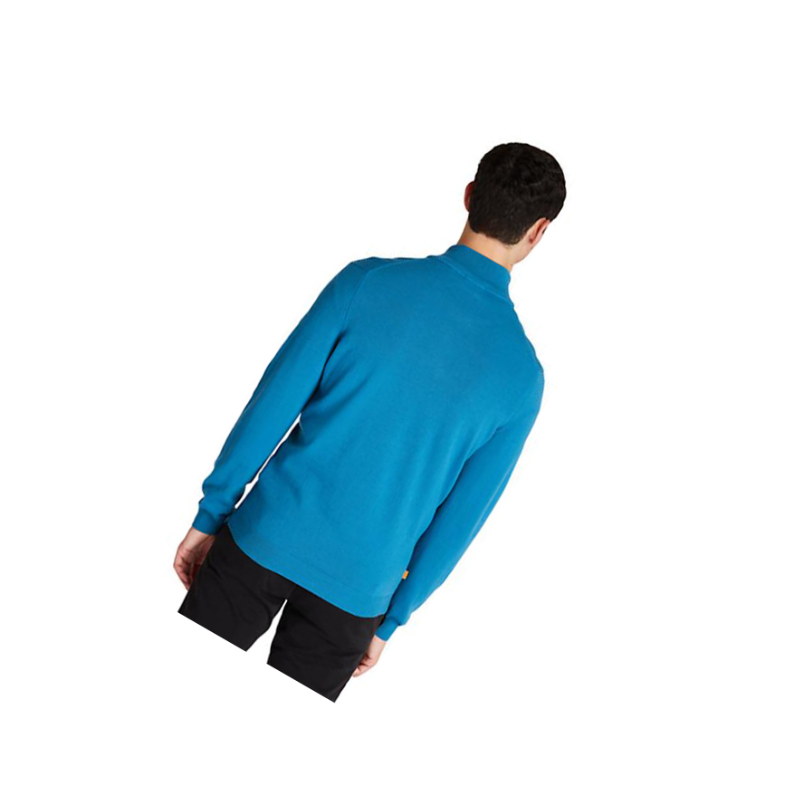 Men's Timberland Cohas Brook Zip-neck Sweater Blue | EAM-568340