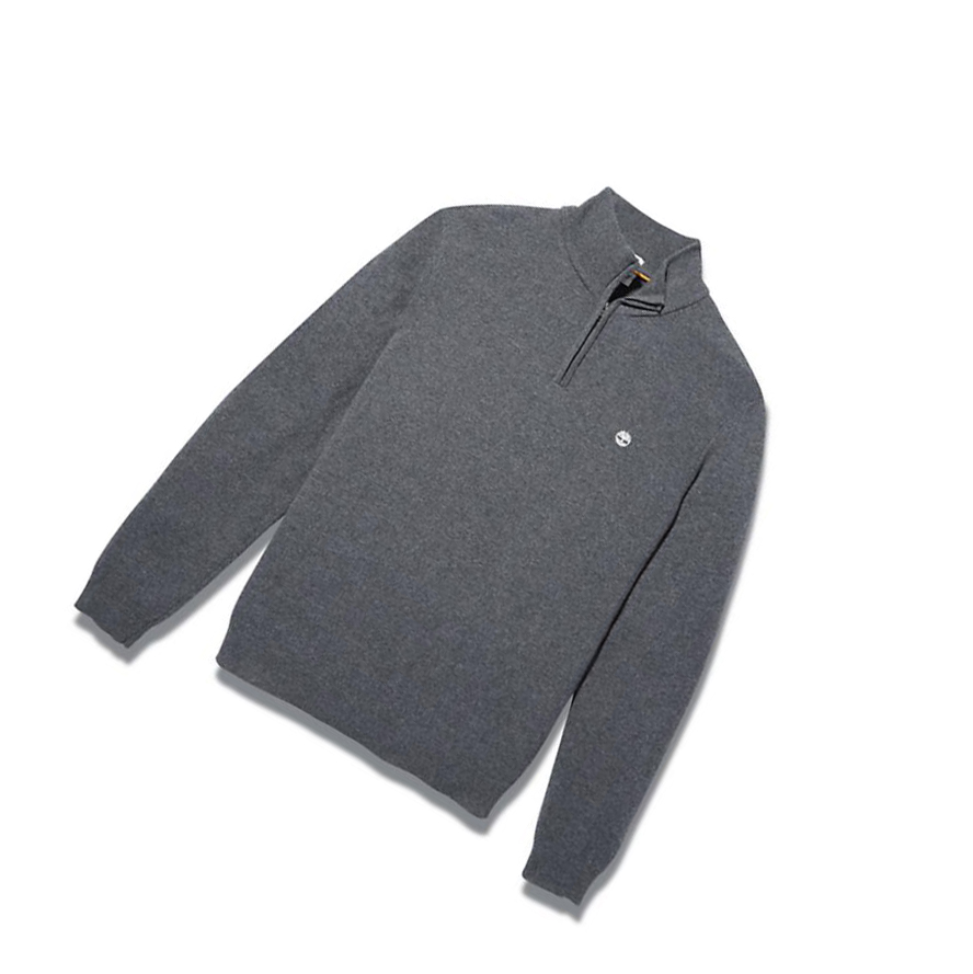 Men's Timberland Cohas Brook Zip-neck Sweater Dark Grey | YDK-903156