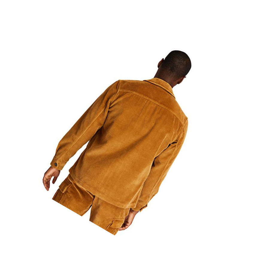 Men's Timberland Corduroy Zip Shirts Brown | IKR-756420