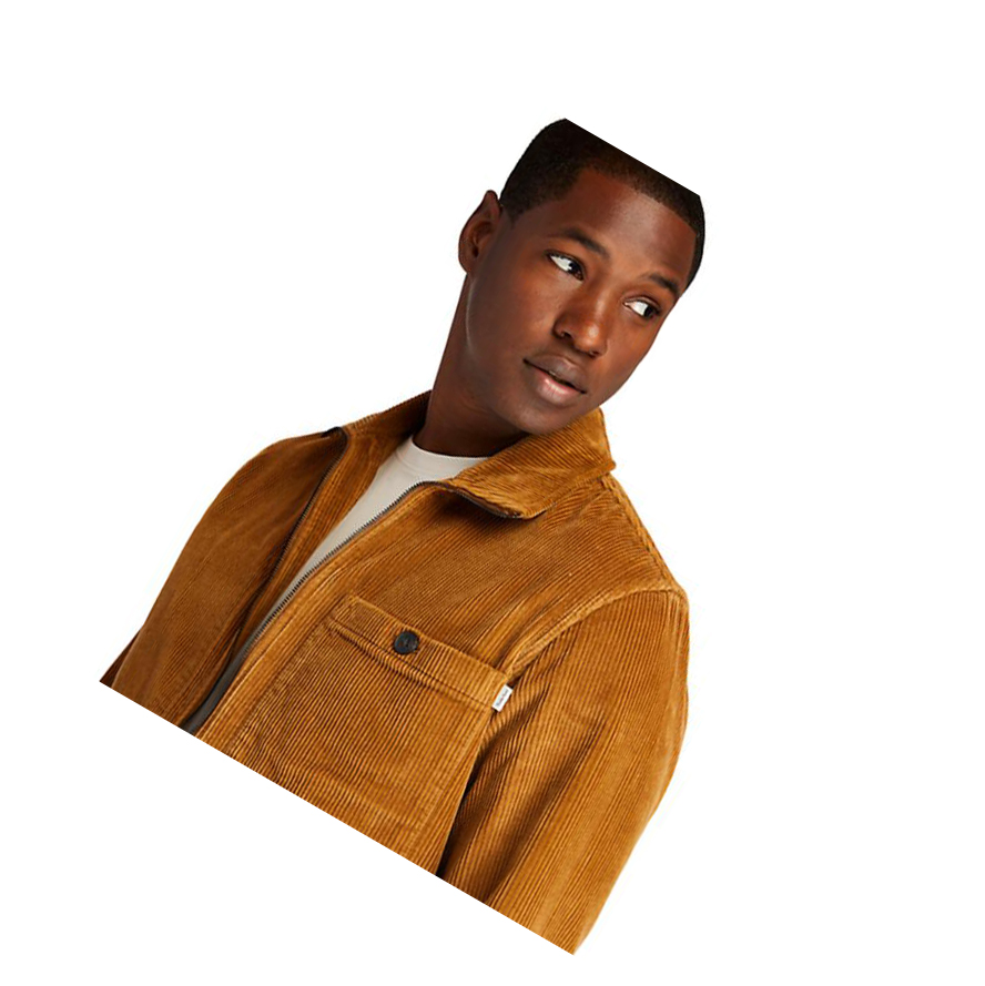 Men's Timberland Corduroy Zip Shirts Brown | IKR-756420