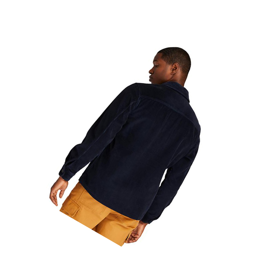 Men's Timberland Corduroy Zip Shirts Navy | SGH-824175