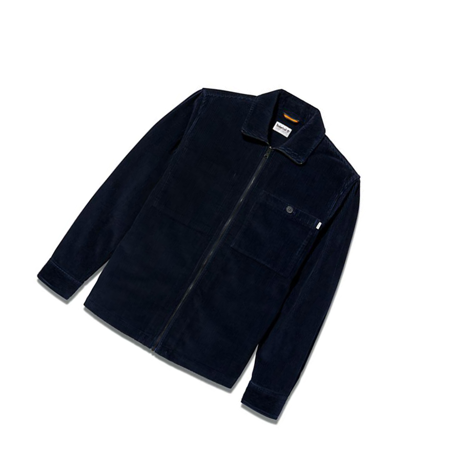 Men's Timberland Corduroy Zip Shirts Navy | SGH-824175