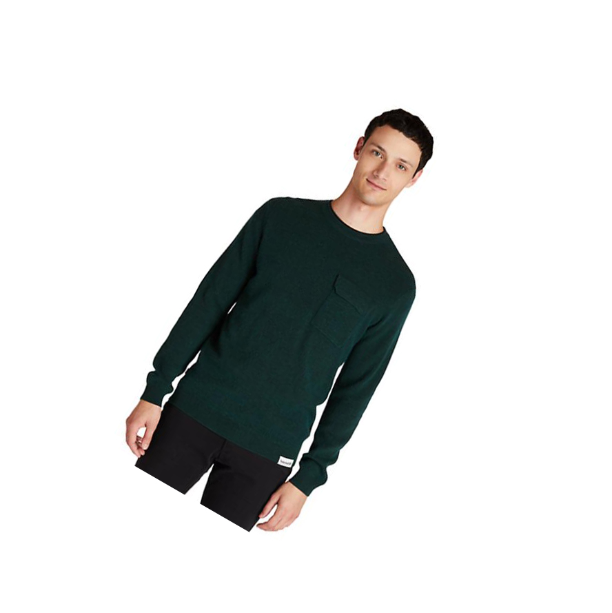 Men\'s Timberland Crewneck Pocket Jumper Sweater Green | WVF-594721