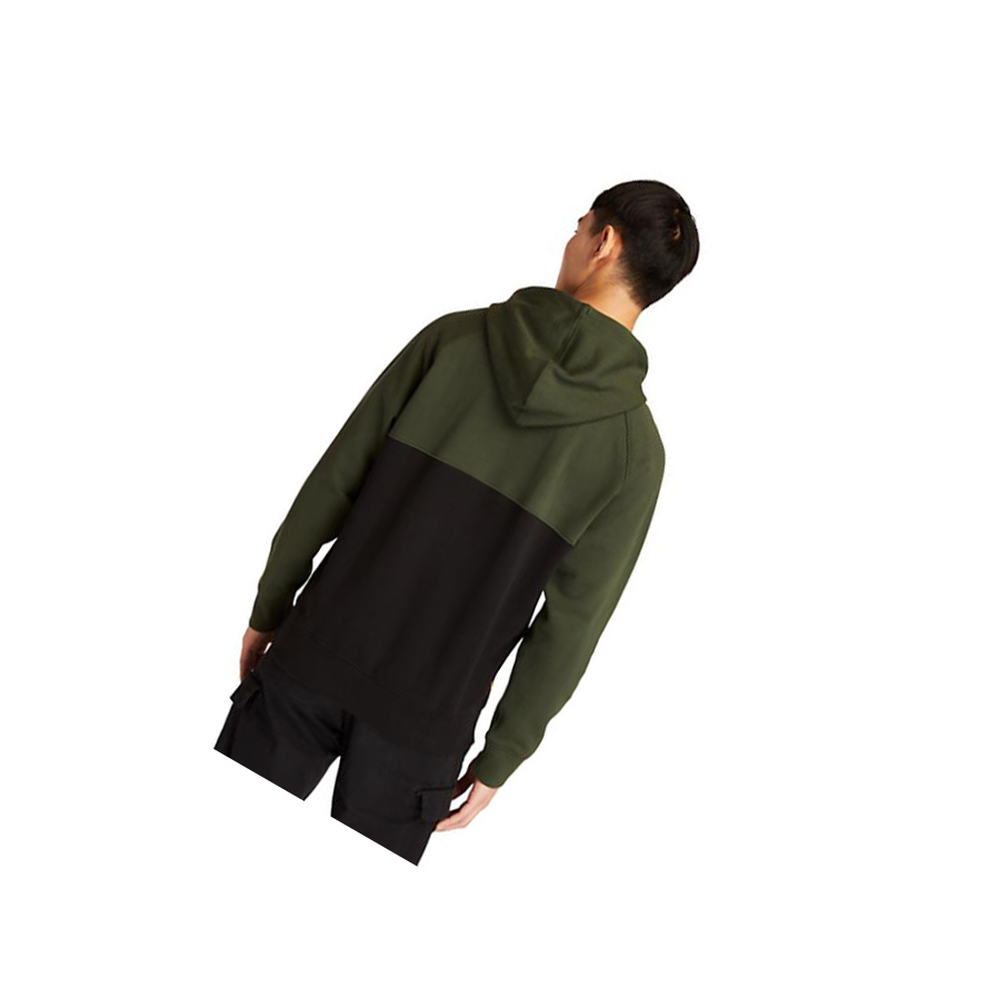 Men's Timberland Cut-and-Sew Hoodie Dark Green | MYZ-814305