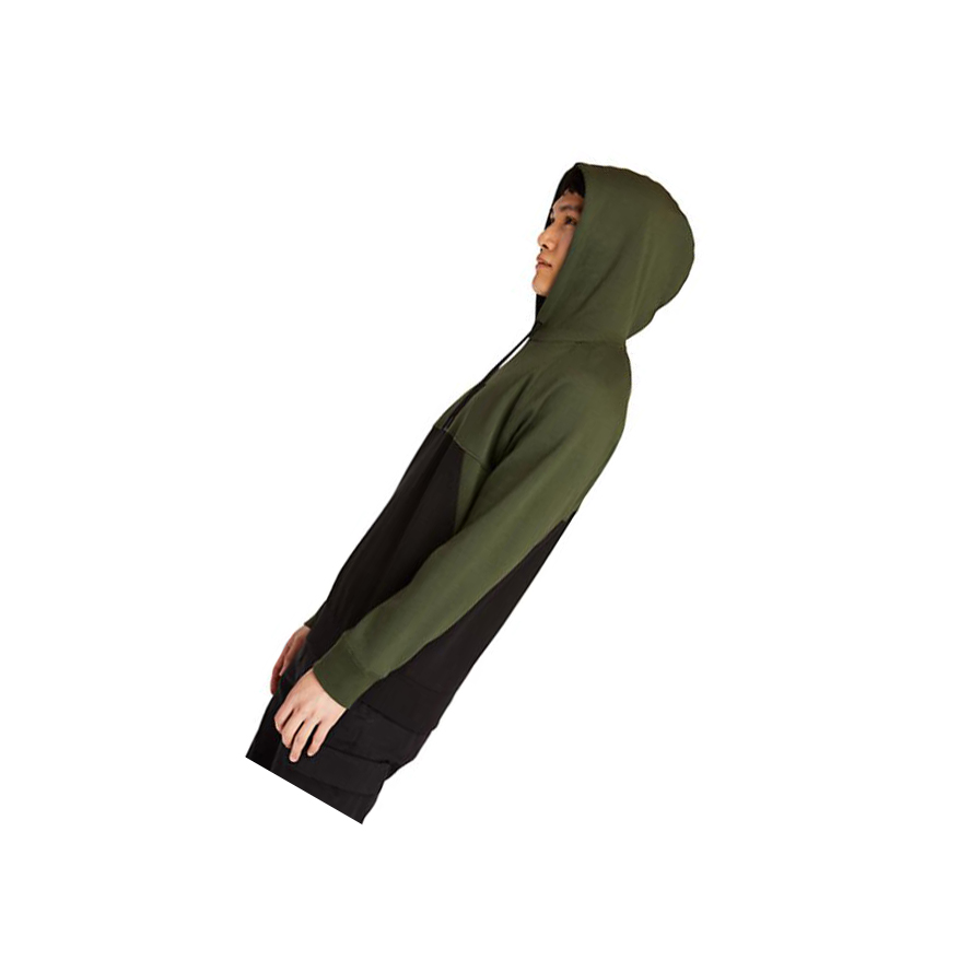 Men's Timberland Cut-and-Sew Hoodie Dark Green | MYZ-814305