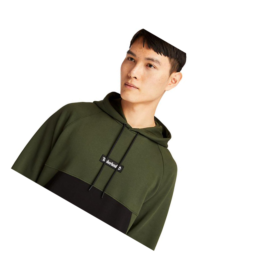 Men's Timberland Cut-and-Sew Hoodie Dark Green | MYZ-814305