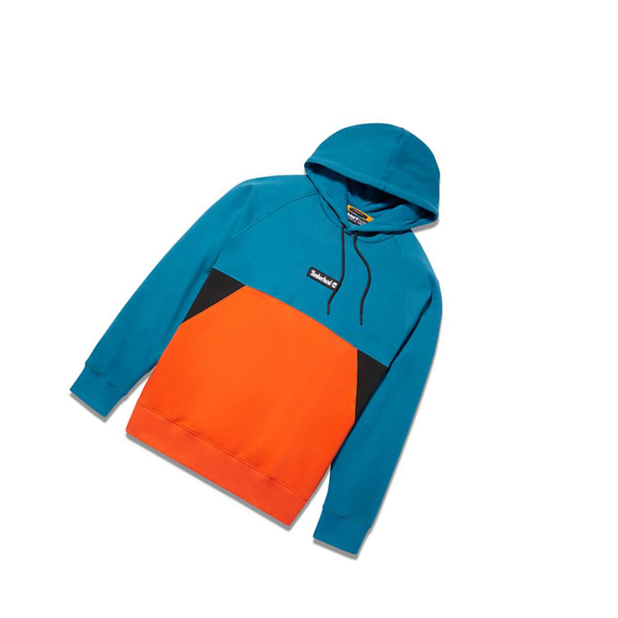 Men's Timberland Cut-and-Sew Hoodie Teal | AKN-194803