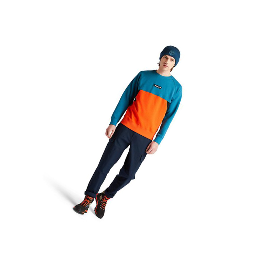 Men's Timberland Cut-and-Sew Sweatshirt Teal | VEL-926078