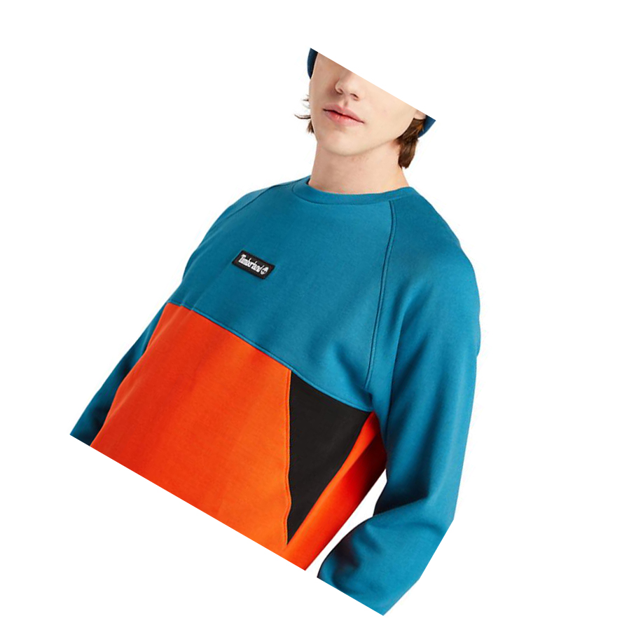 Men's Timberland Cut-and-Sew Sweatshirt Teal | VEL-926078