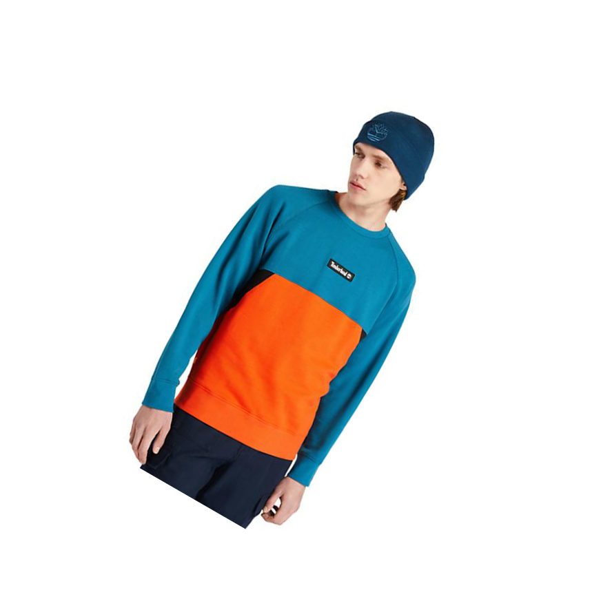 Men\'s Timberland Cut-and-Sew Sweatshirt Teal | VEL-926078