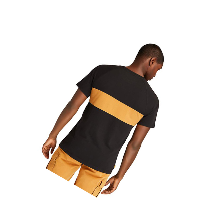 Men's Timberland Cut-and-Sew T Shirts Black | WMN-359068