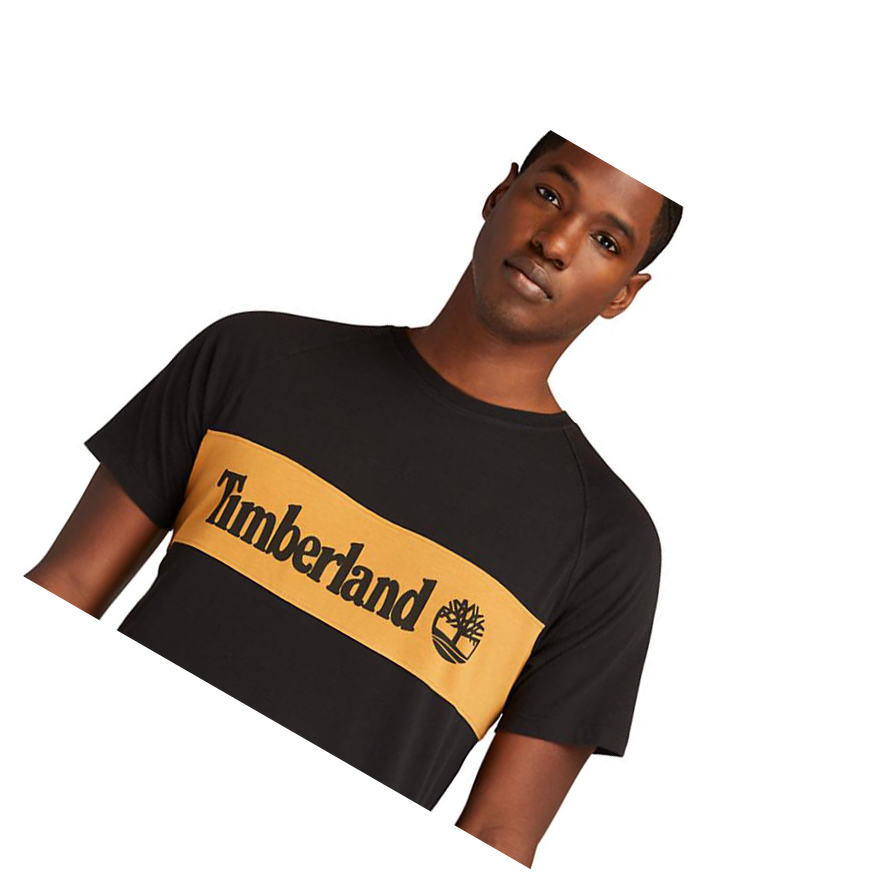 Men's Timberland Cut-and-Sew T Shirts Black | WMN-359068