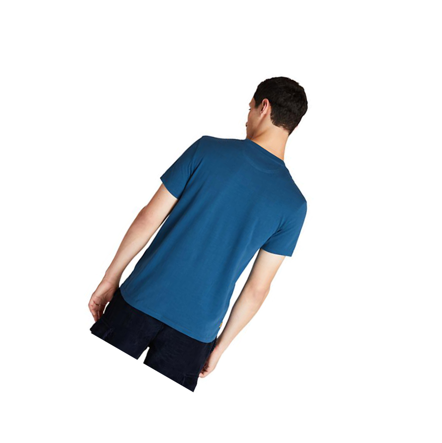 Men's Timberland Dunstan River Crew T Shirts Blue | ARX-195268