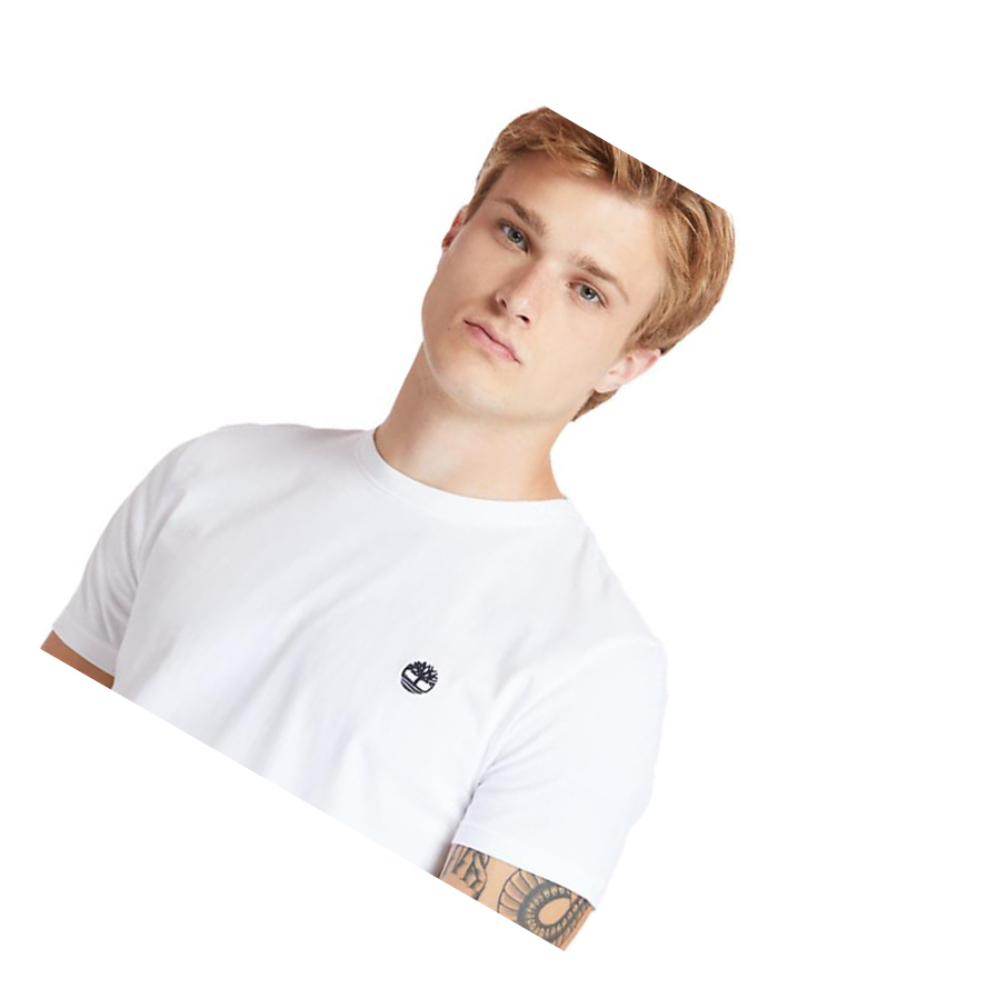 Men's Timberland Dunstan River Crew Tee T Shirts White | EGI-403175