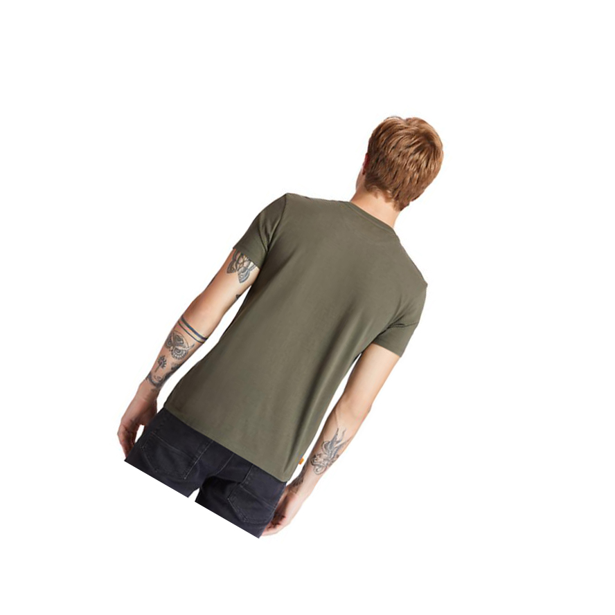 Men's Timberland Dunstan River Crew Tee T Shirts Dark Green | JIO-743156