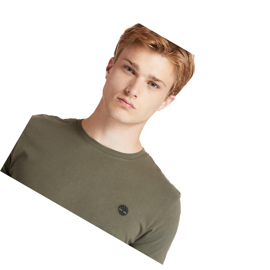 Men's Timberland Dunstan River Crew Tee T Shirts Dark Green | JIO-743156