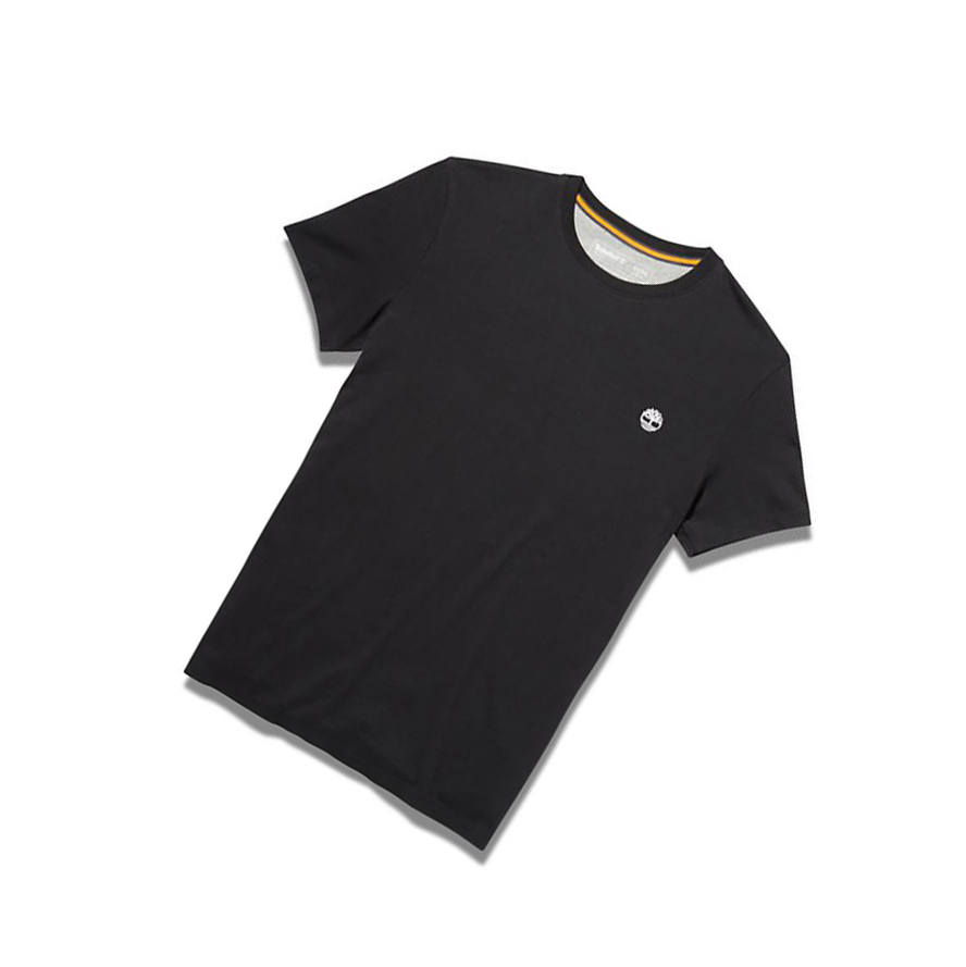 Men's Timberland Dunstan River Crew Tee T Shirts Black | KOF-965328