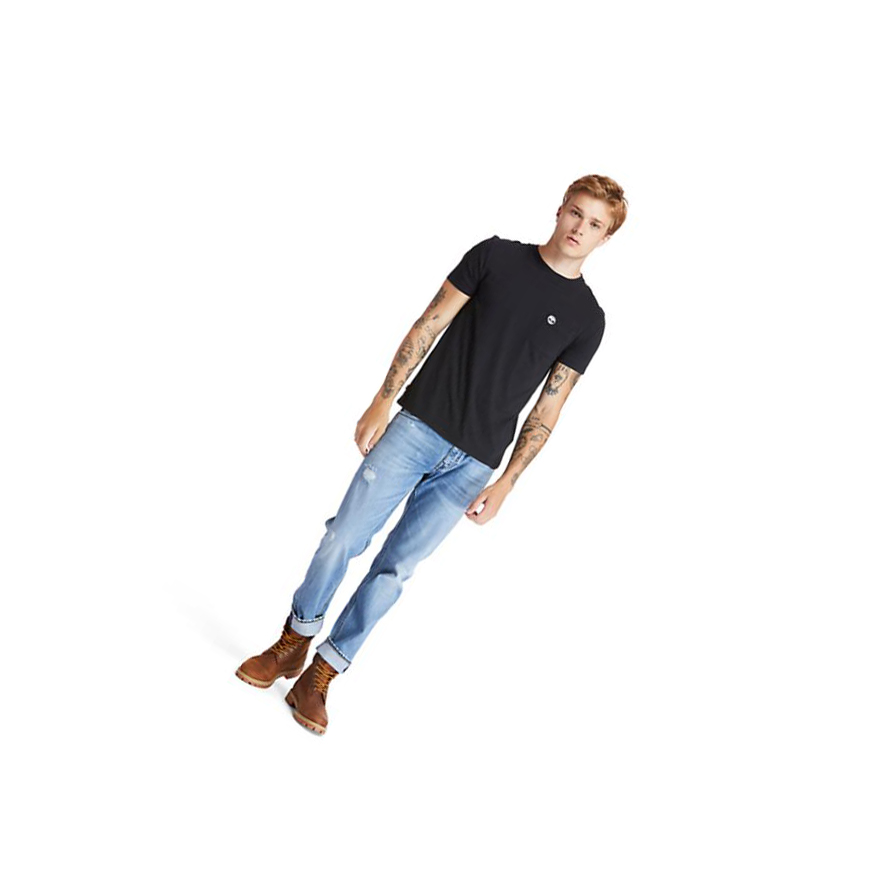 Men's Timberland Dunstan River Pocket T Shirts Black | IEC-358901