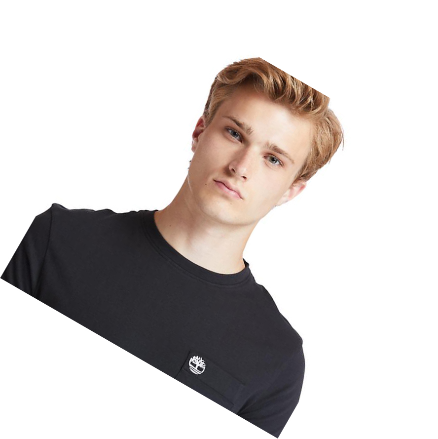 Men's Timberland Dunstan River Pocket T Shirts Black | IEC-358901