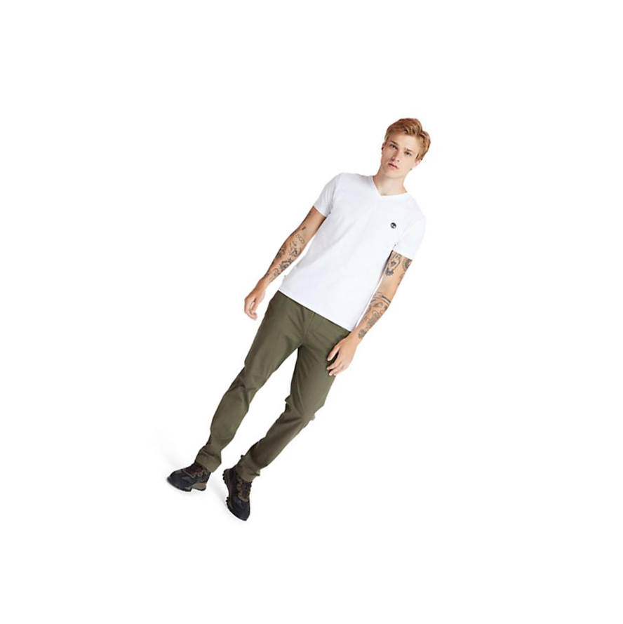 Men's Timberland Dunstan River V-Neck T Shirts White | ZSN-378152